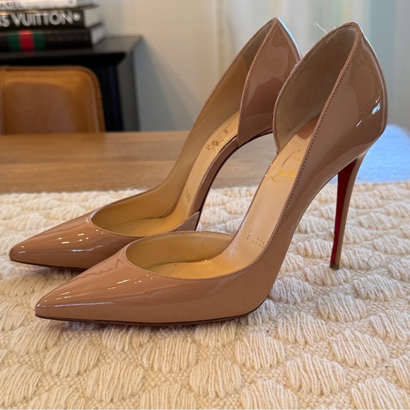 Christian Louboutin Iriza 100mm Nude Patent Leather Heels | Size 38 - Picture 10 of 11